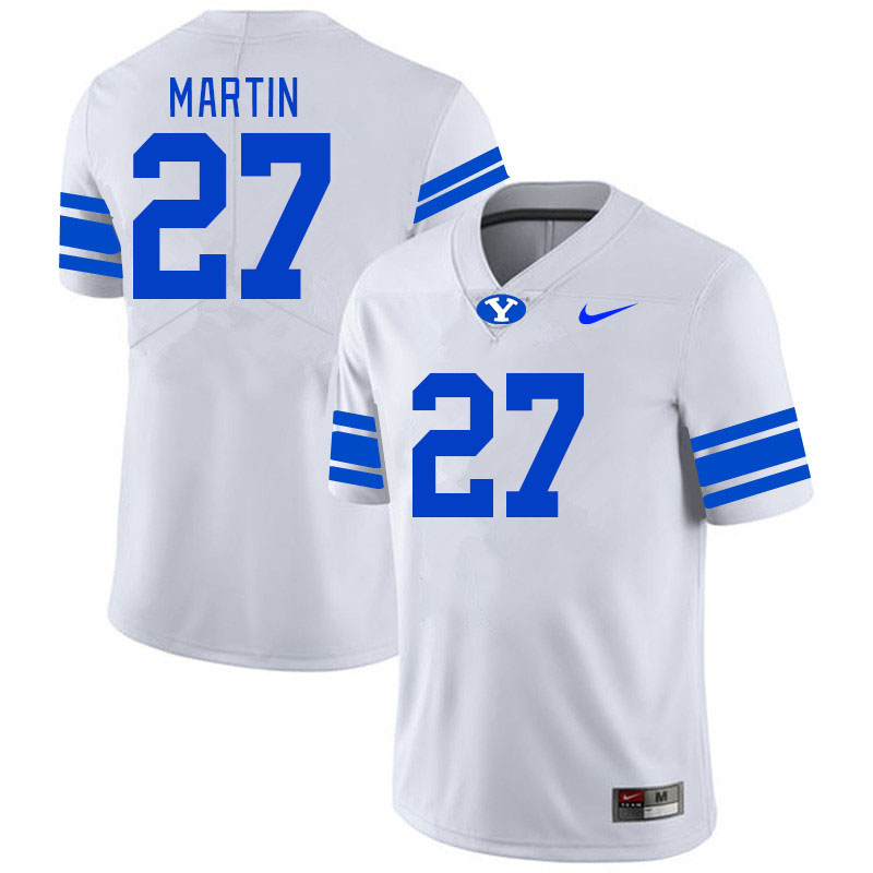 Men #27 LJ Martin BYU Cougars College Football Jerseys Stitched Sale-White
